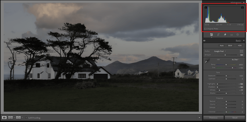 Histogram shifted towards left indicates underexposed image